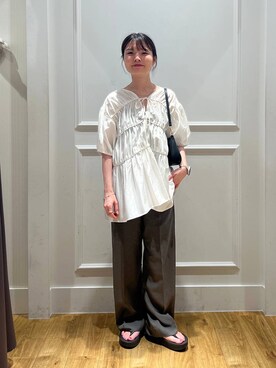 「e/rm（イーアールエム）のアイテム（シャツ/ブラウス）」を使った、ゆいぴさん（レディース・156cm）の夏コーディネート