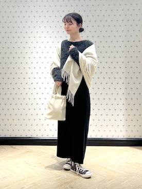 「A part by（アパートバイ）のアイテム（ストール/ショール）」を使った、ゆいぴさん（レディース・156cm）の冬コーディネート