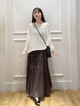 「A part by（アパートバイ）のポインテッドスリットミュール（Other Shoes、ブラック系）」を使った、ゆいぴさん（レディース・156cm）の夏コーディネート