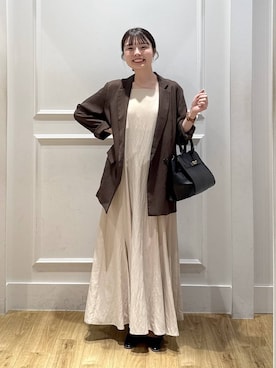 「A part by（アパートバイ）の≪追加3≫シアーWジャケット（テーラードジャケット、ブラウン系）」を使った、ゆいぴさん（レディース・156cm）の春コーディネート