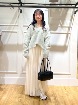 「A part by（アパートバイ）の≪追加3≫ラメチュールプリーツスカート（スカート）」を使った、ゆいぴさん（レディース・156cm）の秋コーディネート