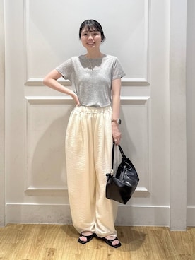 「A part by（アパートバイ）のウェーブバーネックレス（Necklace、ゴールド系）」を使った、ゆいぴさん（レディース・156cm）の夏コーディネート