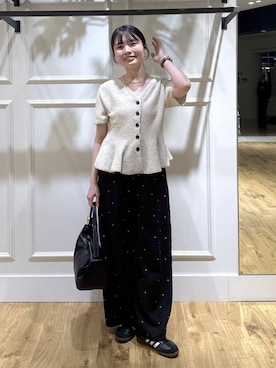 「A part by（アパートバイ）のハートモチーフバッグ（ショルダーバッグ、ブラック系）」を使った、ゆいぴさん（レディース・156cm）の春コーディネート