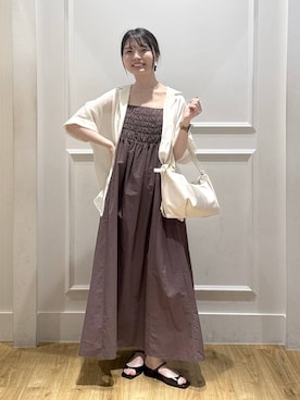 「A part by（アパートバイ）のハートモチーフバッグ（Shoulderbag、ホワイト系）」を使った、ゆいぴさん（レディース・156cm）の夏コーディネート