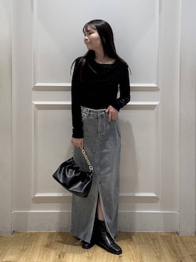 「アイテム（デニムスカート）」を使った、ゆいぴさん（レディース・156cm・20代）の秋コーディネート