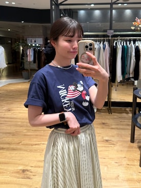 「A part by（アパートバイ）のシアーストライプシュシュ（シュシュ、ブラック系）」を使った、ゆいぴさん（レディース・156cm）の春コーディネート