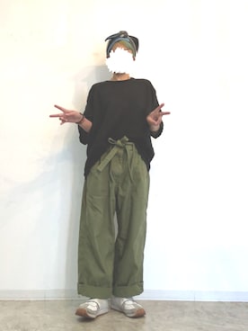 「ARTEPOVERA（アルテポーヴェラ）のアイテム（Tシャツ/カットソー、ブラック系）」を使った、いうさん（レディース・157cm）の夏コーディネート