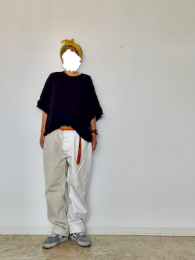 「VANS（バンズ）のSK8-HI VN0A4BVTRV2（スニーカー、ブルー系）」を使った、いうさん（レディース・157cm）の夏コーディネート
