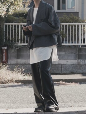 「my beautiful landlet（マイビューティフルランドレット）のアイテム（ブルゾン）」を使った、たまきさん（メンズ・171cm）の秋コーディネート