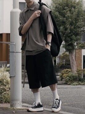 「RYO TAKASHIMA（リョウタカシマ）のアイテム（ベスト）」を使った、たまきさん（メンズ・171cm）の秋コーディネート