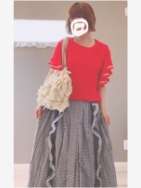 「ティアードスカート」｜「アイテム（その他トップス）」を使った、まっきぃ〜さん（レディース・156cm）の夏コーディネート