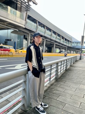 「N.HOOLYWOOD（N.ハリウッド）のアイテム（キャップ）」を使った、Réneeさん（メンズ・177cm）の春コーディネート