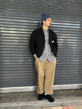 「PG（ピージー）のアイテム（その他シューズ）」を使った、Funachangさん（メンズ・177cm）の冬コーディネート