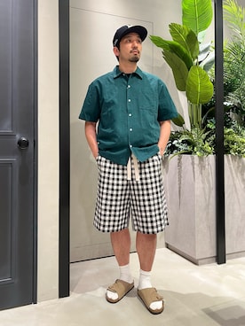 「MANASTASH（マナスタッシュ）のアイテム（キャップ）」を使った、Funachangさん（メンズ・177cm）の夏コーディネート