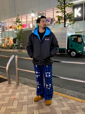 「MANASTASH（マナスタッシュ）のアイテム（ダウンジャケット/コート）」を使った、Funachangさん（メンズ・177cm）の冬コーディネート