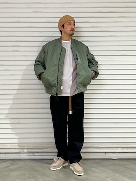 「MANASTASH（マナスタッシュ）のアイテム（MA-1）」を使った、Funachangさん（メンズ・177cm）の秋コーディネート