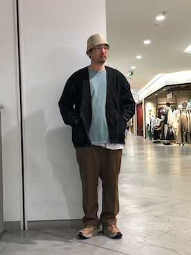 「MANASTASH（マナスタッシュ）のアイテム（ノーカラージャケット）」を使った、Funachangさん（メンズ・177cm）の春コーディネート