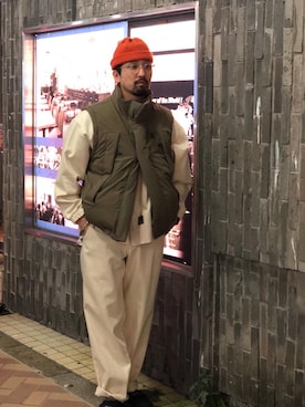 「MANASTASH（マナスタッシュ）のMANASTASH×GILET / マナスタッシュ×ジレ　MS BD BIG SHIRTS　マナスタッシュBDビッグシャツ（シャツ/ブラウス）」を使った、Funachangさん（メンズ・177cm）の冬コーディネート