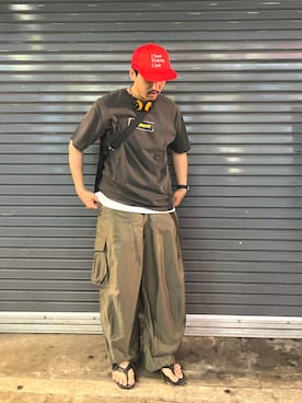 「アイテム（PC・スマホグッズ/家電、ブラック系）」を使った、Funachangさん（メンズ・177cm）の夏コーディネート