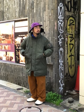 「WILD THINGS（ワイルドシングス）のアイテム（ダウンジャケット/コート）」を使った、Funachangさん（メンズ・177cm）の秋コーディネート