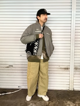 「アイテム（ミリタリージャケット）」を使った、Funachangさん（メンズ・177cm）の冬コーディネート