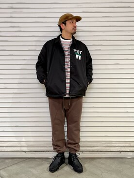 「Gramicci（グラミチ）のアイテム（スウェットパンツ）」を使った、Funachangさん（メンズ・177cm）の冬コーディネート
