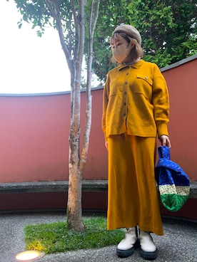 「アイテム（ハンチング/ベレー帽、イエロー系）」を使った、nozomiさん（レディース・156cm）の冬コーディネート