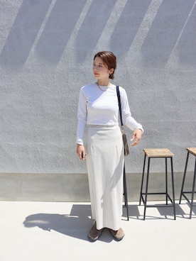 「ëpaのアイテム（Tシャツ/カットソー、ホワイト系）」を使った、miisuuzuukiiさん（レディース・162cm）の夏コーディネート