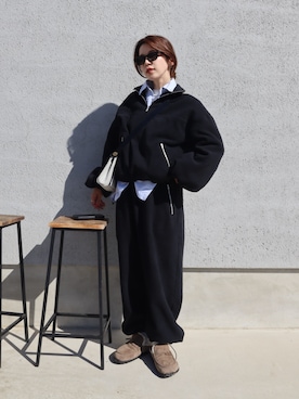 「ëpaのアイテム（その他トップス、ブラック系）」を使った、miisuuzuukiiさん（レディース・162cm）の秋コーディネート