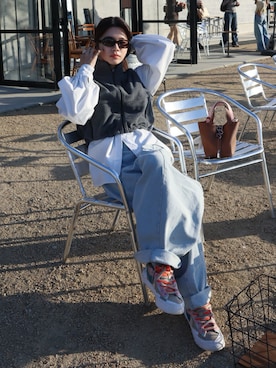 「アイテム（ベスト）」を使った、miisuuzuukiiさん（レディース・162cm）の秋コーディネート