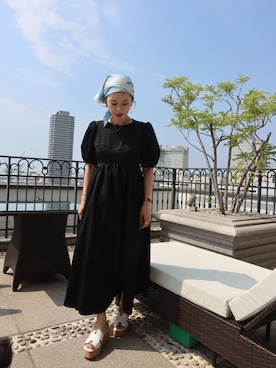 「ëpaのアイテム（One piece dress、ブラック系）」を使った、miisuuzuukiiさん（レディース・162cm）の夏コーディネート