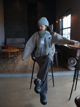 「アイテム（ニットキャップ/ビーニー）」を使った、miisuuzuukiiさん（レディース・162cm）の秋コーディネート