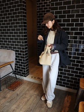 「アイテム（テーラードジャケット、ブルー系）」を使った、miisuuzuukiiさん（レディース・162cm）の冬コーディネート