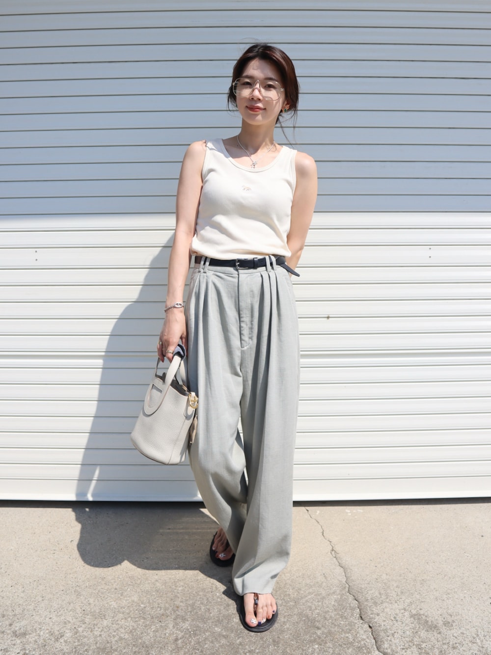 maisonkitsuneグレー タンクトップ MAISON KITSUNE（メゾン キツネ） タンクトップ BABY FOX RIBBED