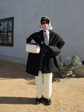 「アイテム（ステンカラーコート）」を使った、miisuuzuukiiさん（レディース・162cm）の冬コーディネート