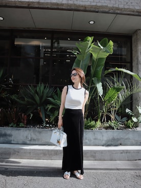 「ZARA（ザラ）のアイテム（タンクトップ、ホワイト系）」を使った、miisuuzuukiiさん（レディース・162cm）の夏コーディネート