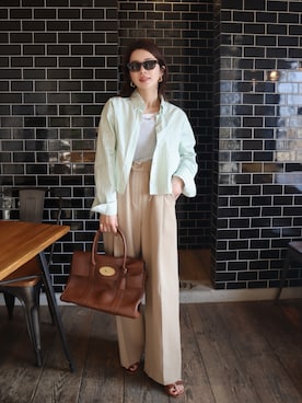 「Mulberry（マルベリー）のベイズウォーター Bayswater（ハンドバッグ、ブラウン系）」を使った、miisuuzuukiiさん（レディース・162cm）の春コーディネート