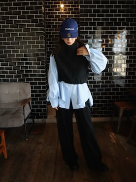 「アイテム（ベスト）」を使った、miisuuzuukiiさん（レディース・162cm）の秋コーディネート