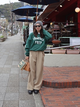 「CA4LA（カシラ）のアイテム（帽子）」を使った、miisuuzuukiiさん（レディース・162cm）の春コーディネート