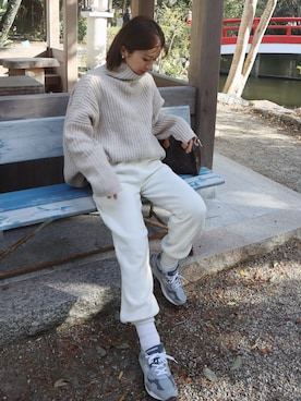 「CIAOPANIC TYPY（チャオパニックティピー）のアイテム（スウェットパンツ）」を使った、miisuuzuukiiさん（レディース・162cm）の冬コーディネート