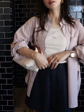 「Maison Kitsune（メゾンキツネ）のアイテム」を使った、miisuuzuukiiさん（レディース・162cm）の春コーディネート