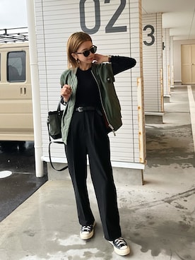 「UNITED ARROWS（ユナイテッドアローズ）のアイテム（ベルト）」を使った、miisuuzuukiiさん（レディース・162cm）の秋コーディネート