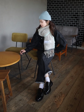 「アイテム（デニムジャケット）」を使った、miisuuzuukiiさん（レディース・162cm）の冬コーディネート