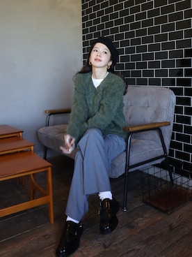 「アイテム（ハンチング/ベレー帽）」を使った、miisuuzuukiiさん（レディース・162cm）の秋コーディネート