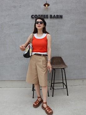 「UNIQLO（ユニクロ）のアイテム（Pants、ベージュ系）」を使った、miisuuzuukiiさん（レディース・162cm）の夏コーディネート