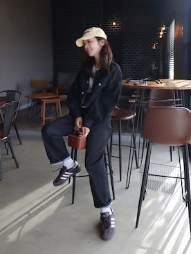 「アイテム（キャップ）」を使った、miisuuzuukiiさん（レディース・162cm）の冬コーディネート