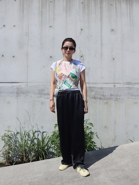 「ëpaのアイテム（Pants、ブラック系）」を使った、miisuuzuukiiさん（レディース・162cm）の夏コーディネート