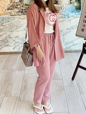 「アイテム（セットアップ、ピンク系）」を使った、meiさん（レディース・149cm）の秋コーディネート