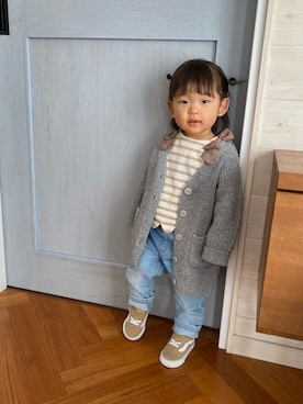 「肩リボン」｜「アイテム（ジャケット/アウター）」を使った、komaさん（キッズ・110cm）の春コーディネート