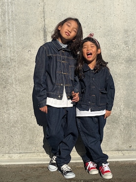 「アイテム（エプロン）」を使った、komaさん（キッズ・110cm）の冬コーディネート